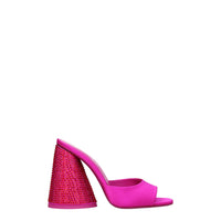 The Attico Rhinestone Satin Platform Sandal — Pink
