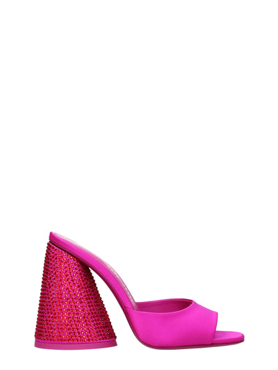 The Attico Rhinestone Satin Platform Sandal — Pink