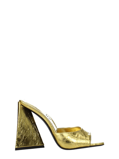 The Attico Leather Platform Sandal — Gold