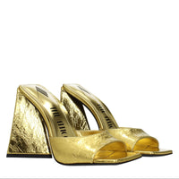 The Attico Leather Platform Sandal — Gold