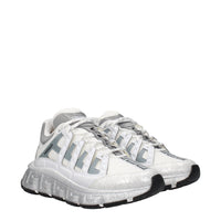 Versace Greca-Detail Fabric Athletic Sneaker — White