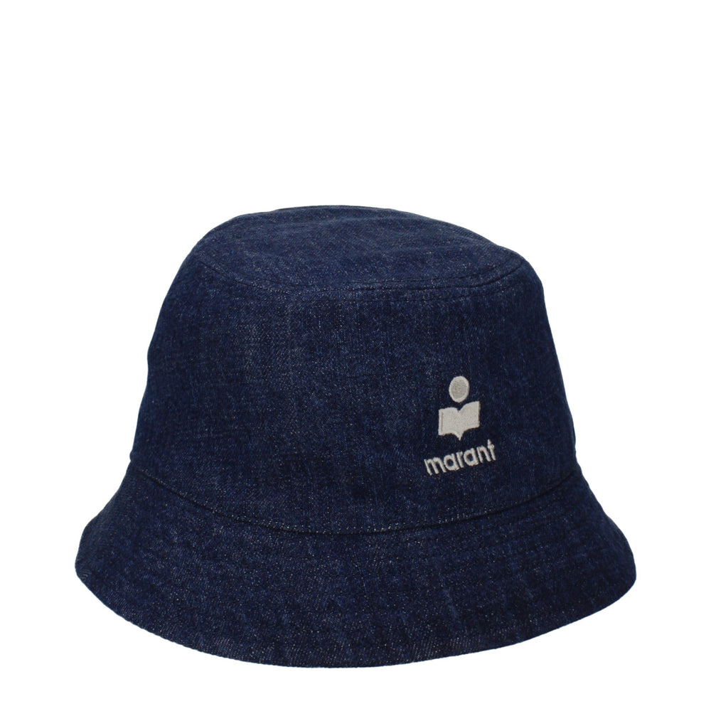 Isabel Marant Logo Bucket Hat in Blue Cotton