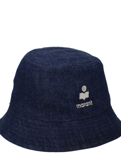 Isabel Marant Logo Bucket Hat in Blue Cotton