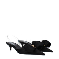 Versace Satin Flat Sandal — Black