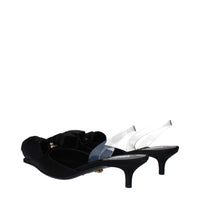 Versace Satin Flat Sandal — Black