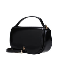 Tory Burch Logo Leather Handbag — Black