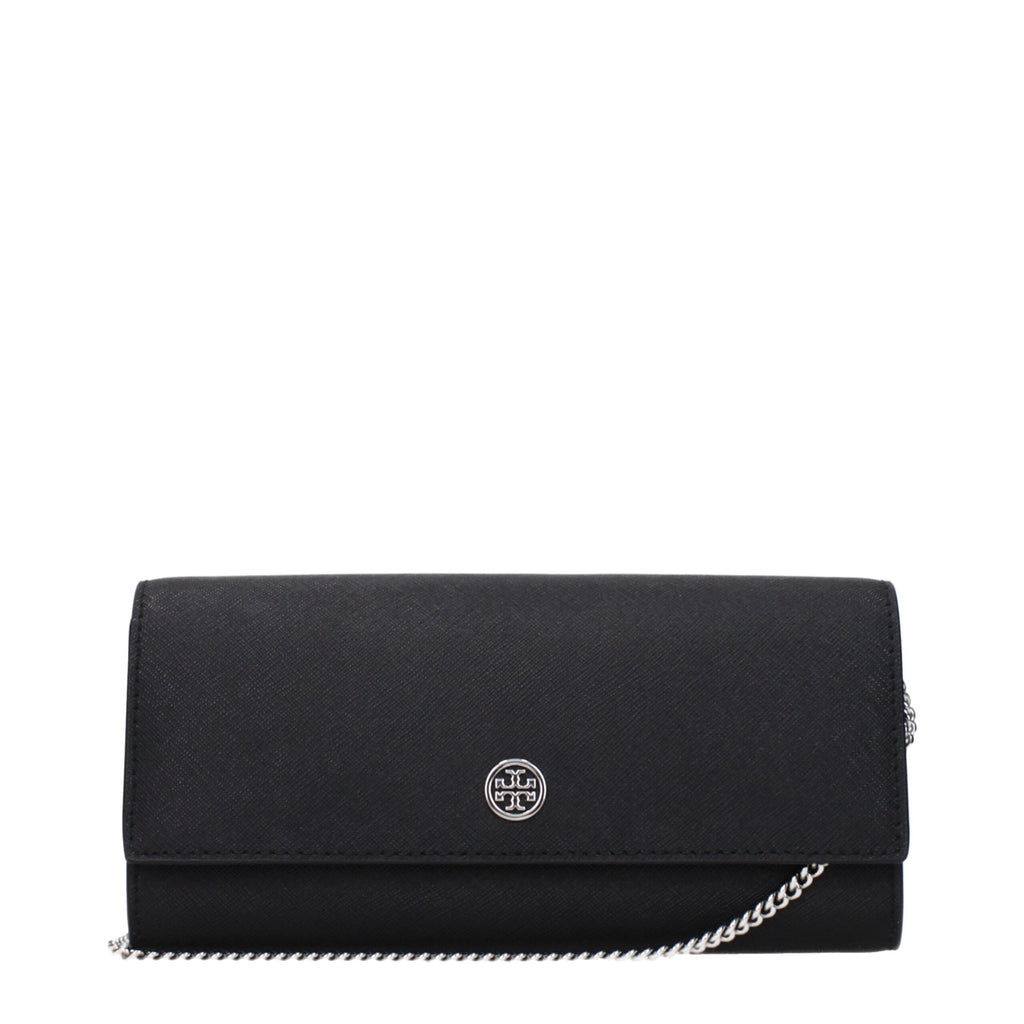 Tory Burch Lee Radziwill Leather Clutch in Black