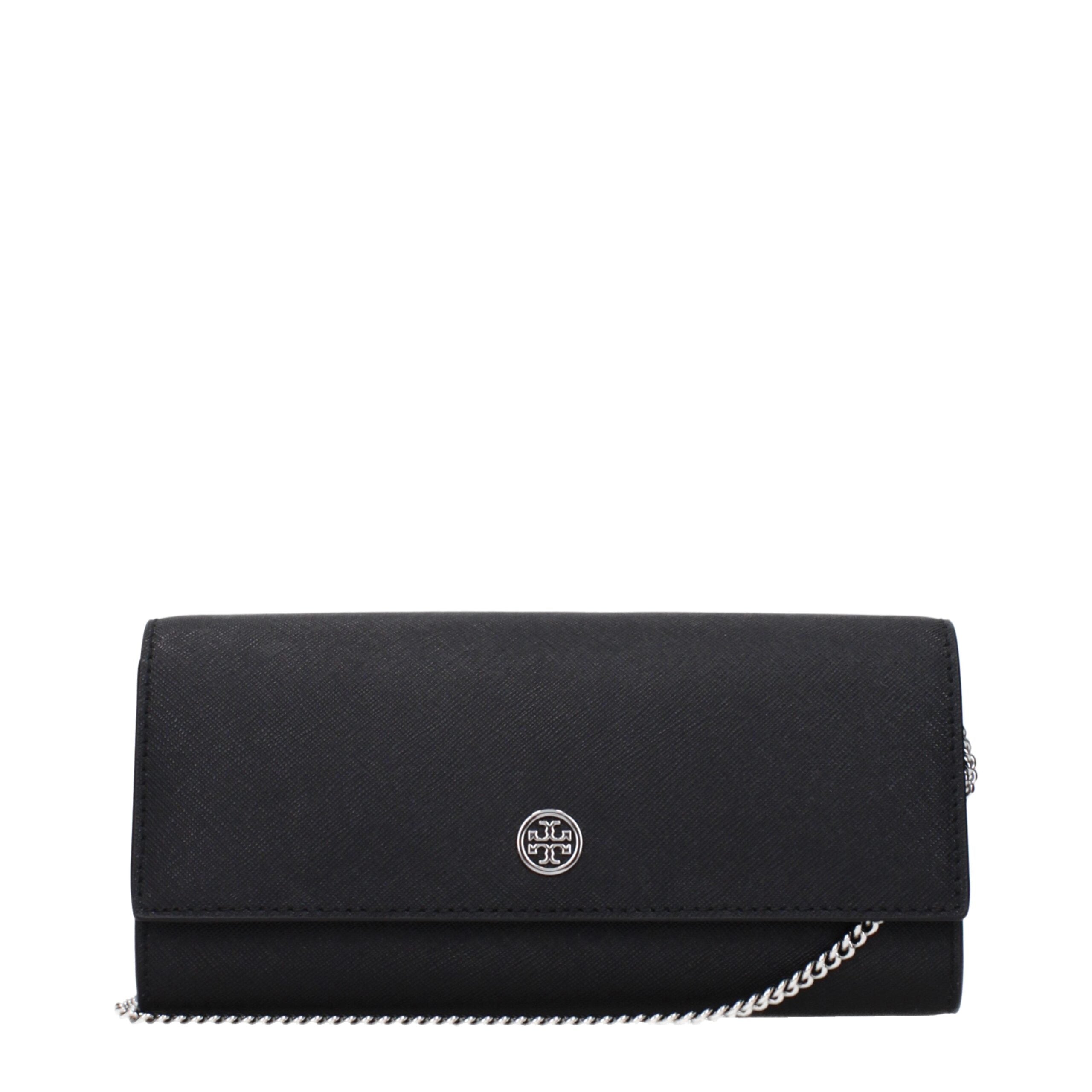 Tory Burch Lee Radziwill Leather Clutch in Black