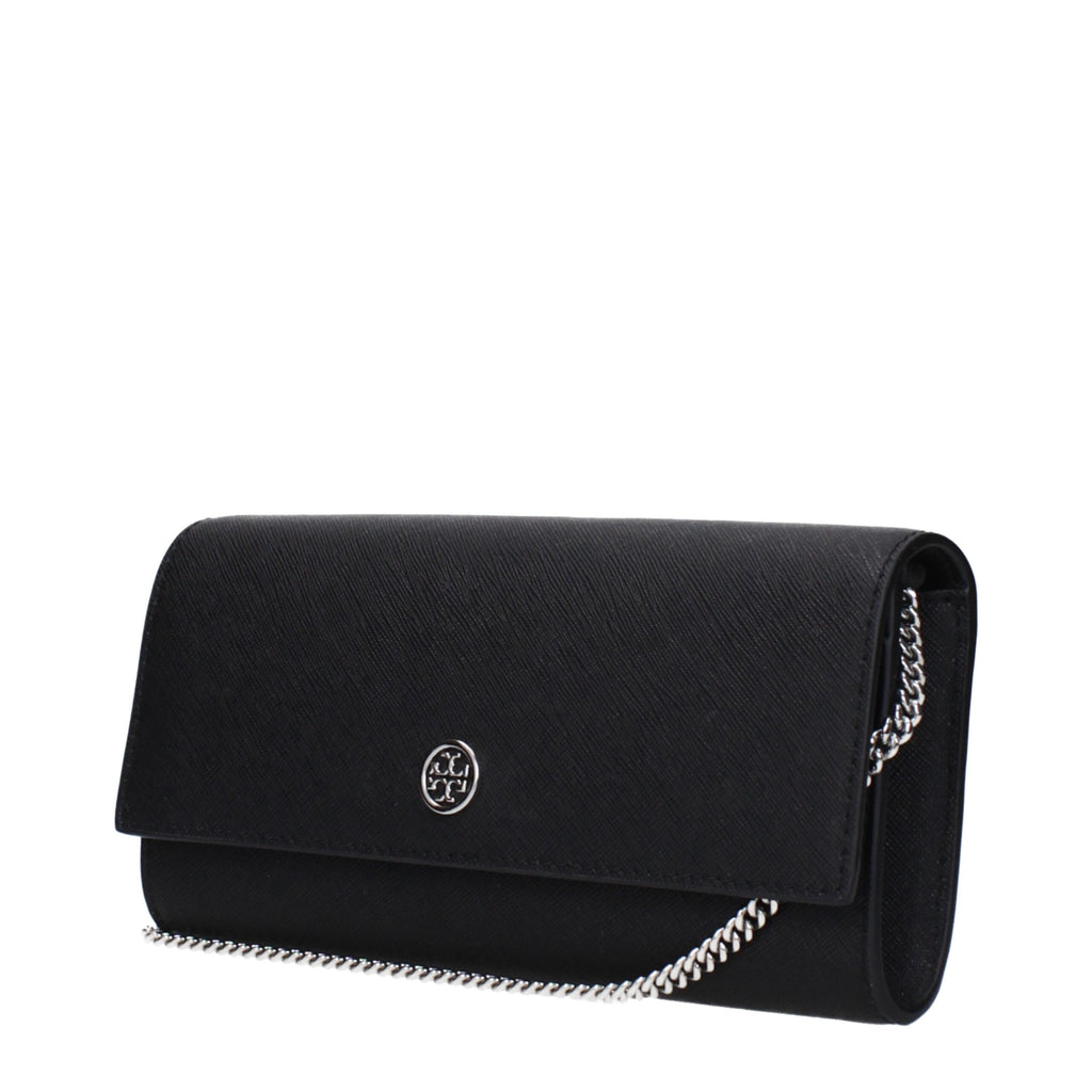 Tory Burch Lee Radziwill Leather Clutch in Black
