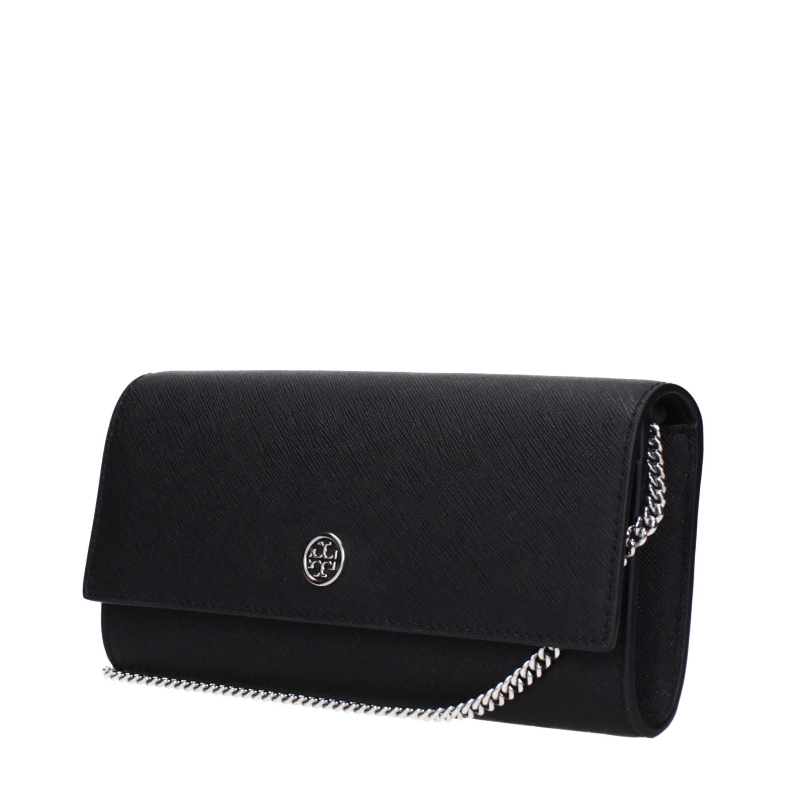 Tory Burch Lee Radziwill Leather Clutch in Black