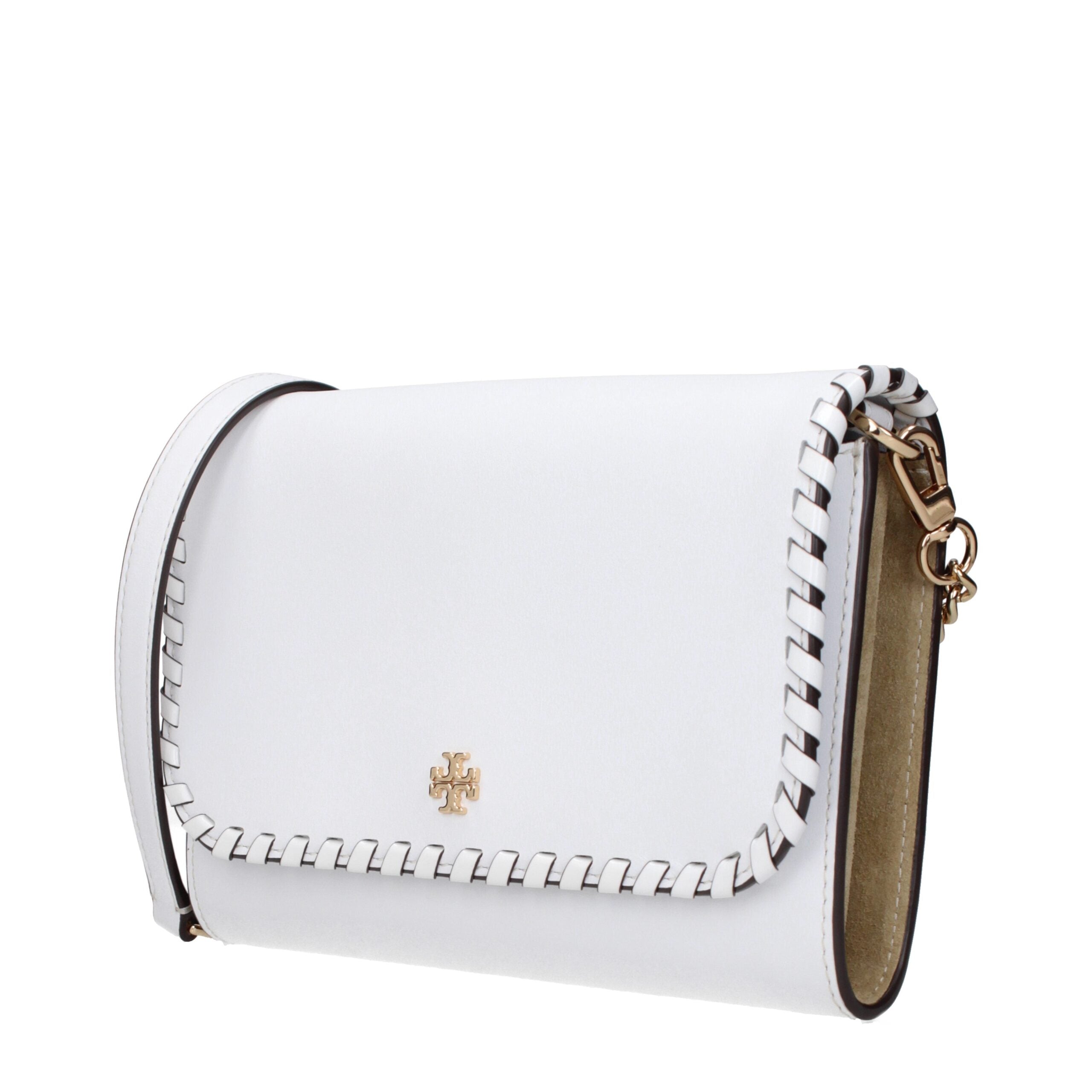 Tory Burch Leather Clutch — White & Gold