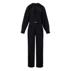 Gucci Wide-Leg Wool Blend Jumpsuit with Removable GG Patent Belt