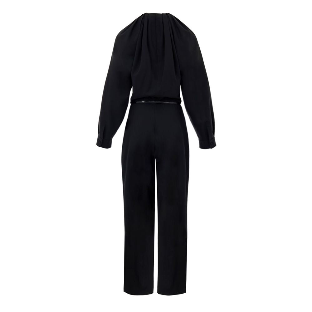 Gucci Wide-Leg Wool Blend Jumpsuit with Removable GG Patent Belt