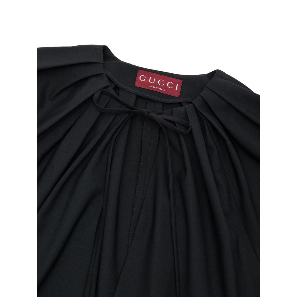 Gucci Wide-Leg Wool Blend Jumpsuit with Removable GG Patent Belt