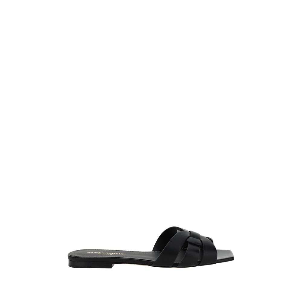 Saint Laurent Square-Toe Woven Leather Sandal