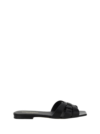 Saint Laurent Square-Toe Woven Leather Sandal