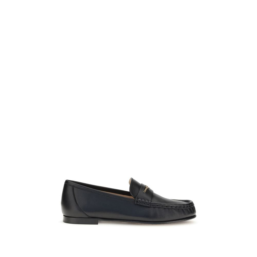 Chloé Black Calf Leather Slip-On Loafers