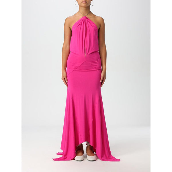 The Attico Fuchsia Jersey Halter Cocktail Dress
