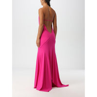 The Attico Fuchsia Jersey Halter Cocktail Dress