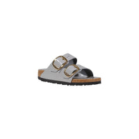 Birkenstock Arizona Big Buckle Leather Slide — Grey