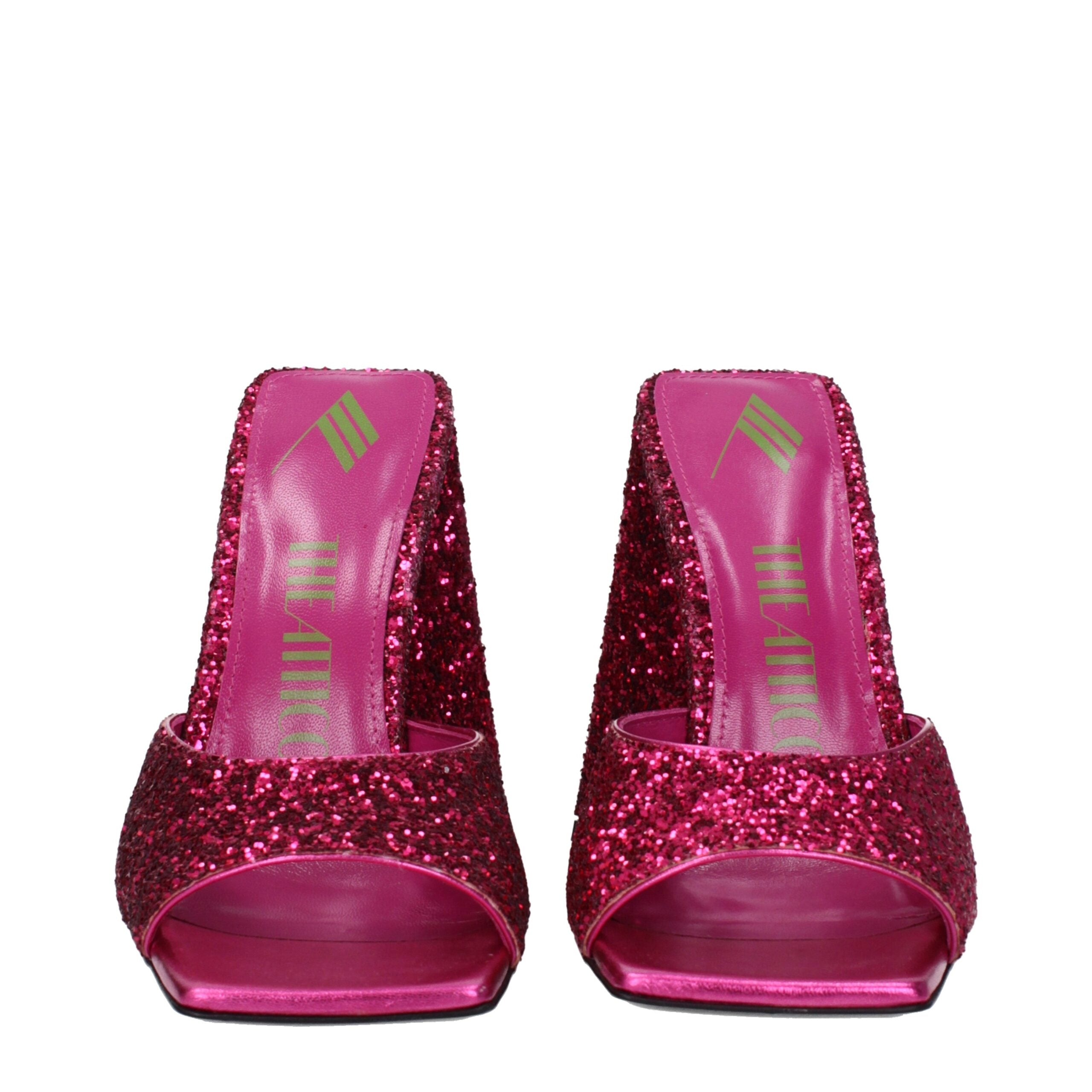 The Attico Fuchsia Glitter Platform Sandals