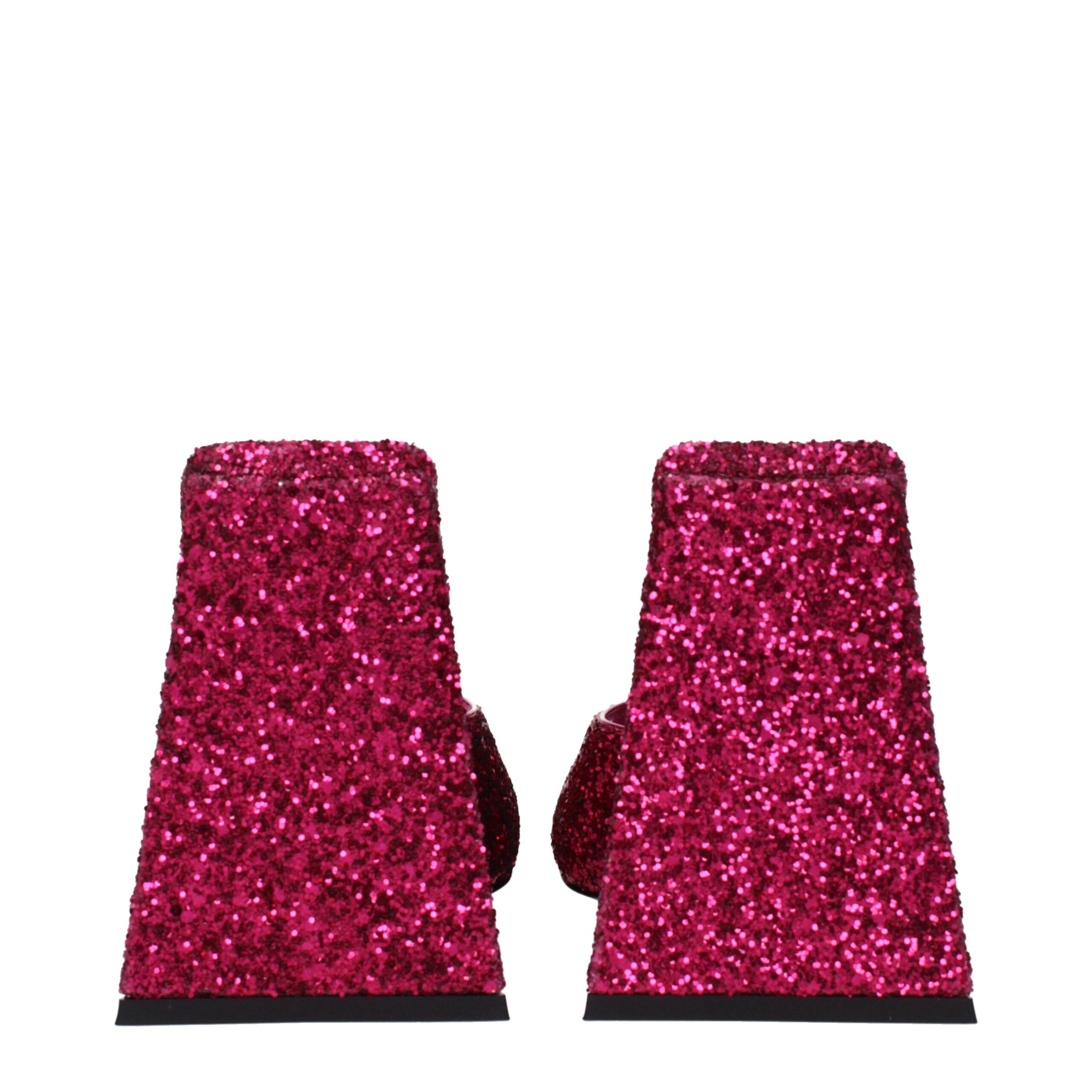 The Attico Fuchsia Glitter Platform Sandals