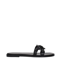Versace Patent Leather Logo Slippers — Black