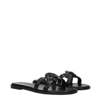 Versace Patent Leather Logo Slippers — Black