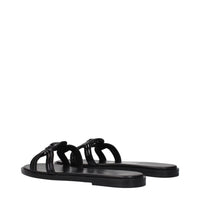 Versace Patent Leather Logo Slippers — Black