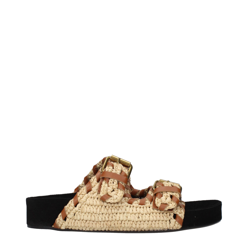 Isabel Marant Raffia Slip-On Sandals in Natural