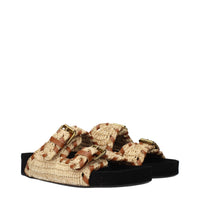 Isabel Marant Raffia Slip-On Sandals in Natural