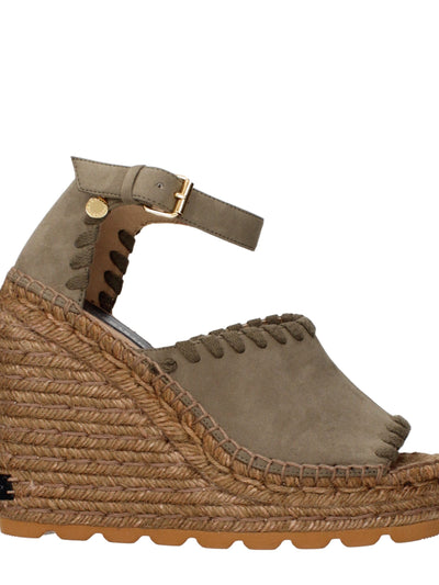 Stella McCartney Eco Suede Wedge Sandal — Green