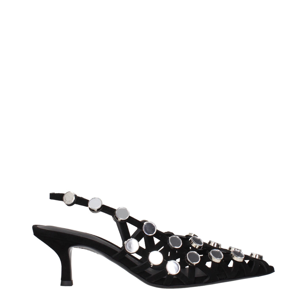 The Attico Studded Suede Stiletto Sandal — Black