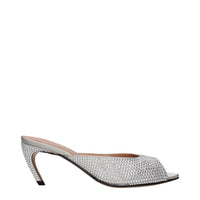 The Attico Rhinestone Satin Stiletto Sandal — Silver