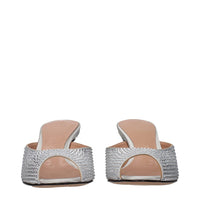 The Attico Rhinestone Satin Stiletto Sandal — Silver