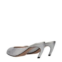 The Attico Rhinestone Satin Stiletto Sandal — Silver
