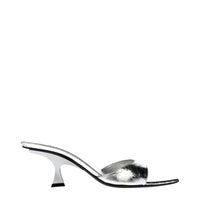 The Attico Leather Flat Sandal — Silver