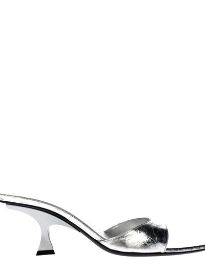 The Attico Leather Flat Sandal — Silver