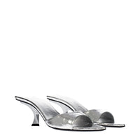 The Attico Leather Flat Sandal — Silver