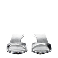 The Attico Leather Flat Sandal — Silver