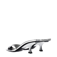 The Attico Leather Flat Sandal — Silver