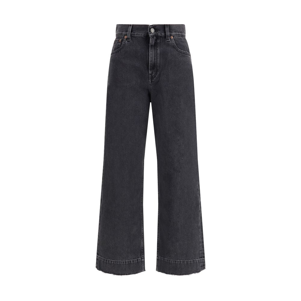 Chloé Black Cotton High-Waisted Cropped Jeans
