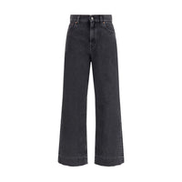 Chloé Black Cotton High-Waisted Cropped Jeans