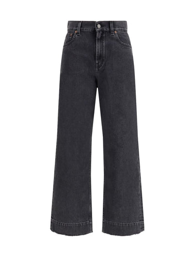 Chloé Black Cotton High-Waisted Cropped Jeans