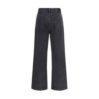 Chloé Black Cotton High-Waisted Cropped Jeans