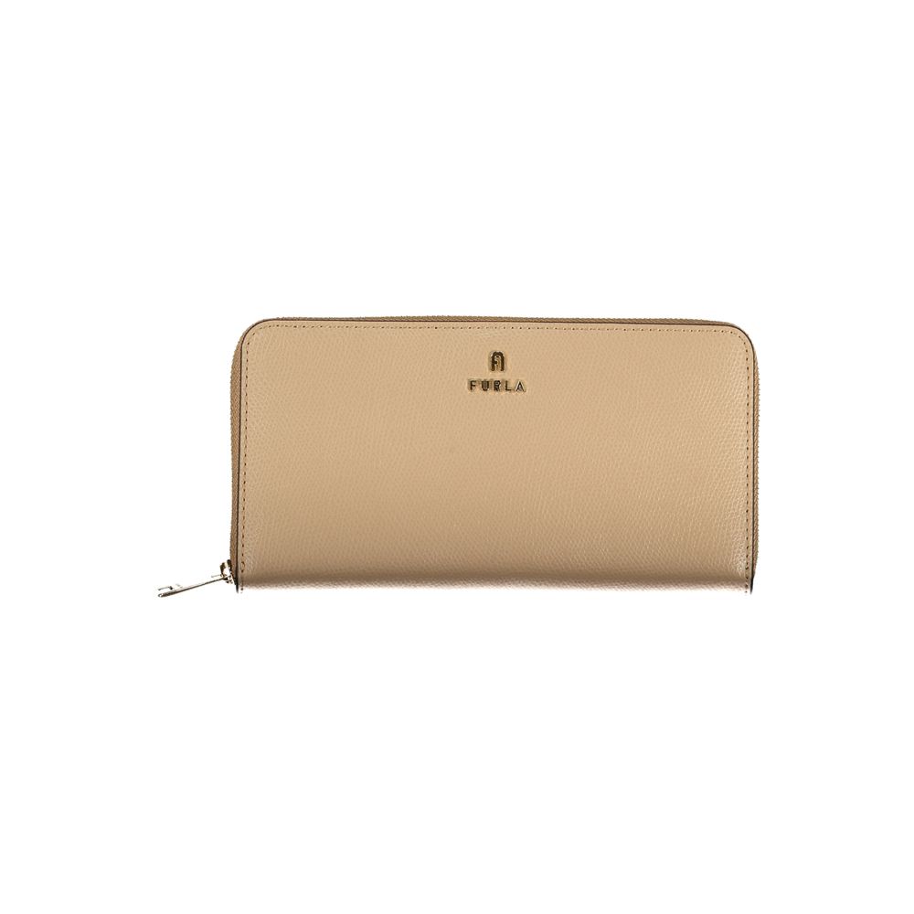Furla Camelia XL Zip-Around Leather Wallet — Beige