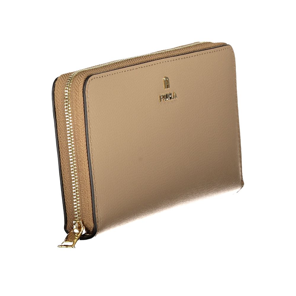 Furla Camelia XL Zip-Around Leather Wallet — Beige