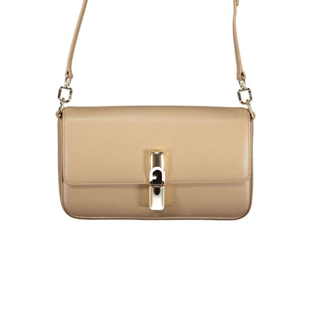 Furla Iride Leather Shoulder Bag in Beige