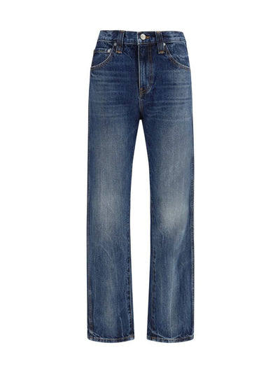 Khaite Blue Cotton High-Waisted Jean
