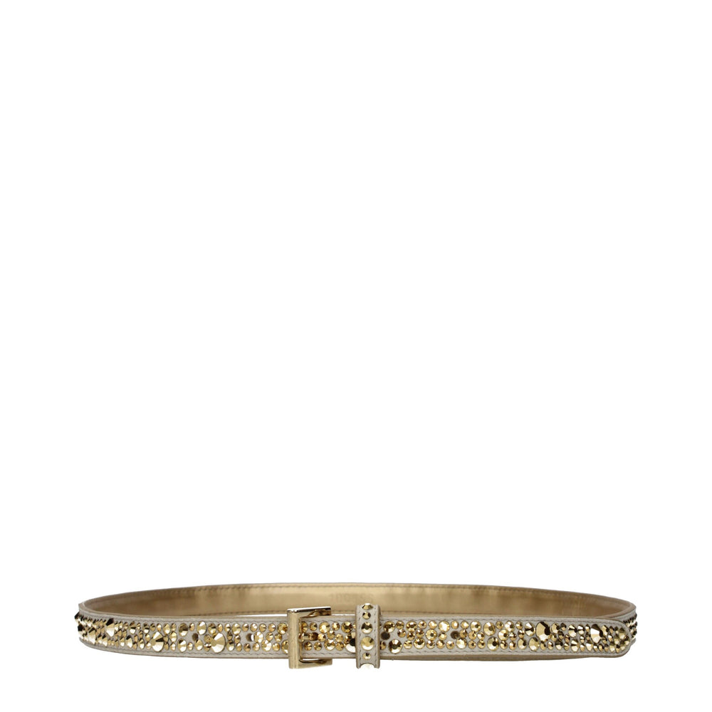 Prada Rhinestone Suede Belt — Gold